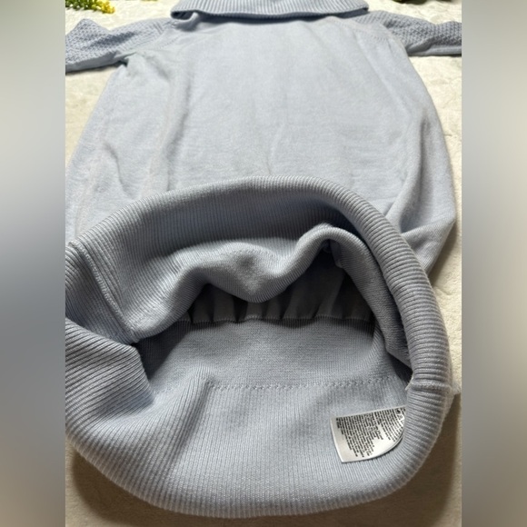 Karen Millen Wool Blend Cowl Neck 3/4 Sleeve Knit Mini Sweater Dress Light Blue - Picture 11 of 16